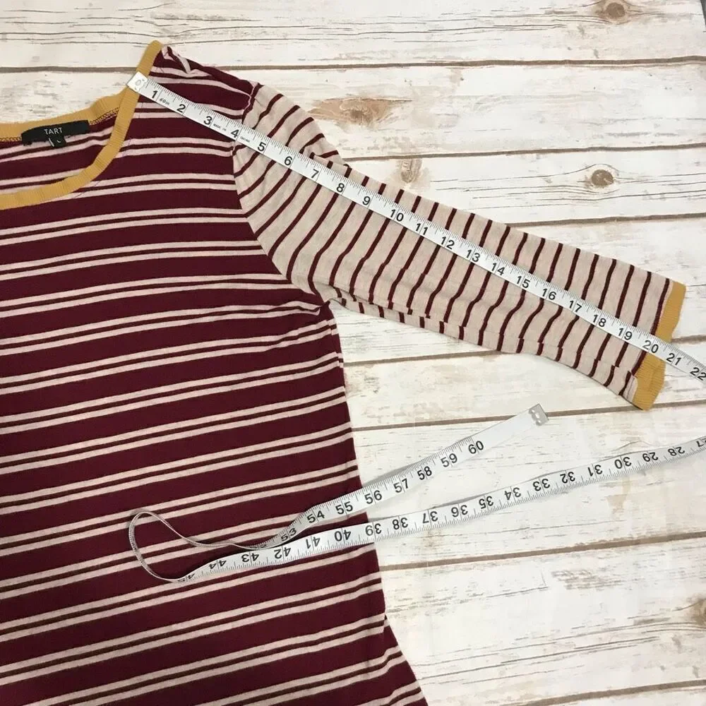 Tart Stitch Fix Knit Striped‎ Top Shirt Size large burgandy gold - Picture 5 of 10